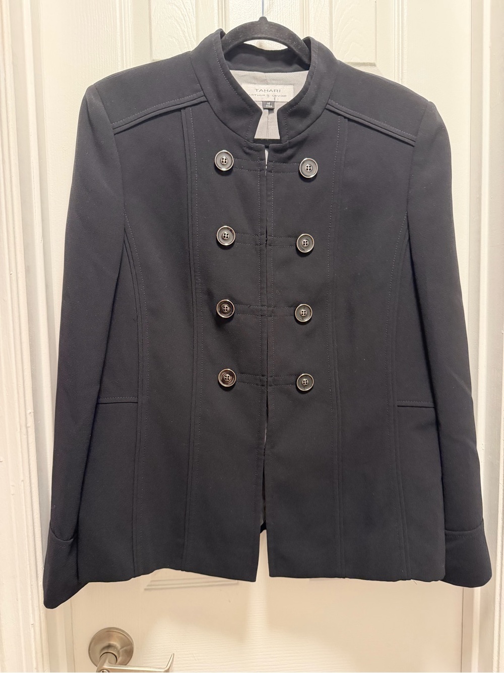 Tahari Black Double-Breasted Military-Style Blazer